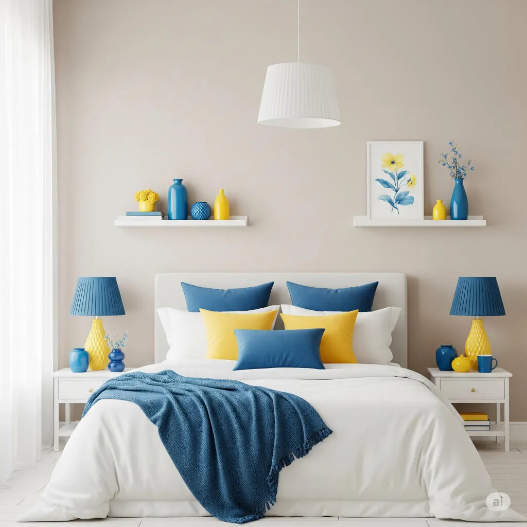 23 Brilliant Blue and Yellow Bedroom Ideas to Brighten Your Space 23 Add a Pop With Accessories