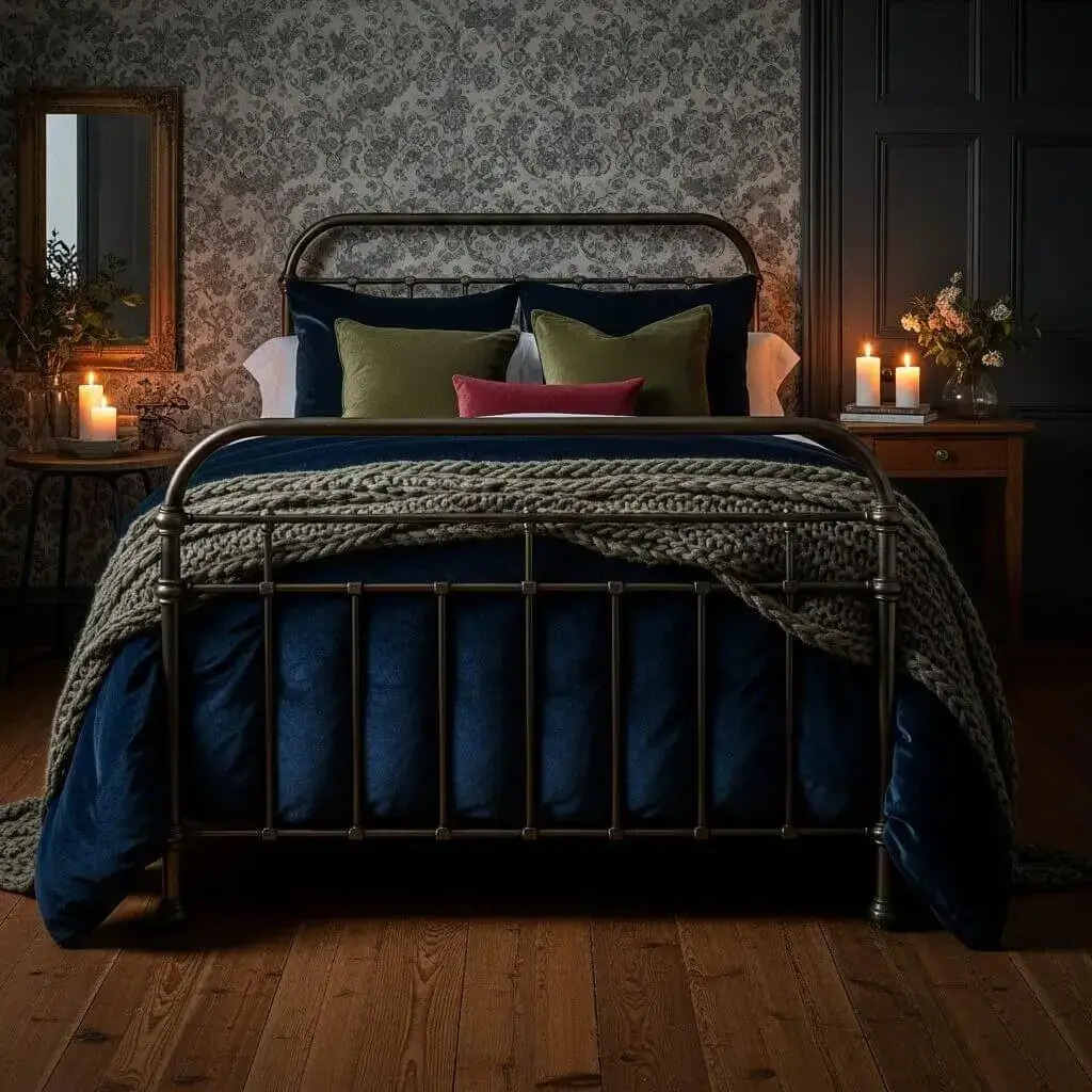 10 Powerful Dark Academia Bedroom Ideas to Create a Moody Masterpiece 6 Add Rich, Textural Bedding