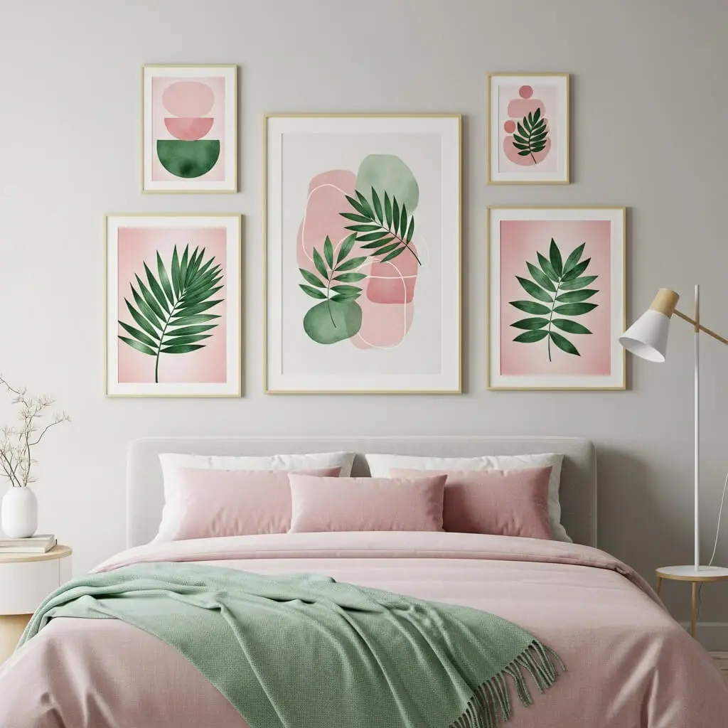 20 Pink and Green Bedroom Ideas for a Dreamy, Vibrant Retreat 20 Art Gallery Wall with a Twist