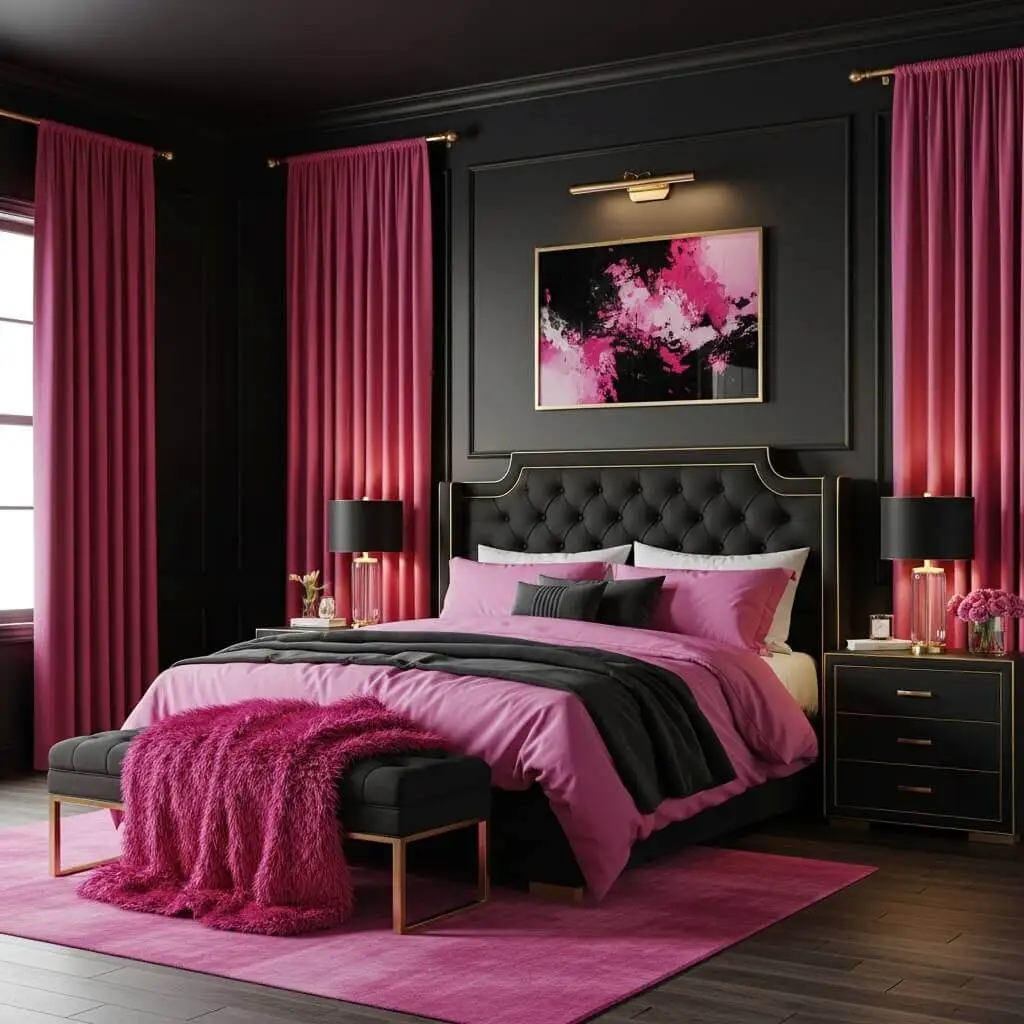 18 Hot Pink and Black Bedroom Ideas That Are Bold & Beautiful 2 black and hot pink bedroom ideas 2