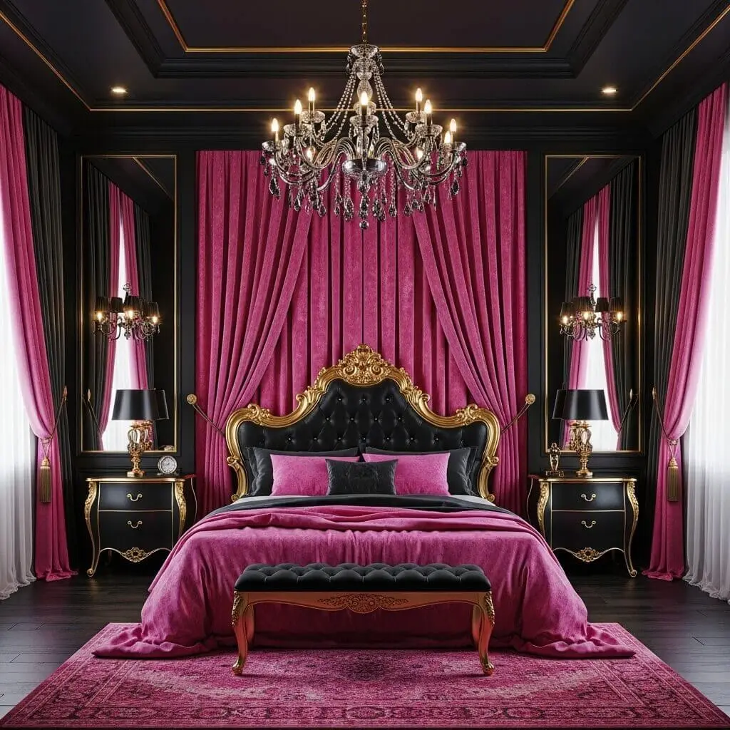 18 Hot Pink and Black Bedroom Ideas That Are Bold & Beautiful 5 black and hot pink bedroom ideas 3