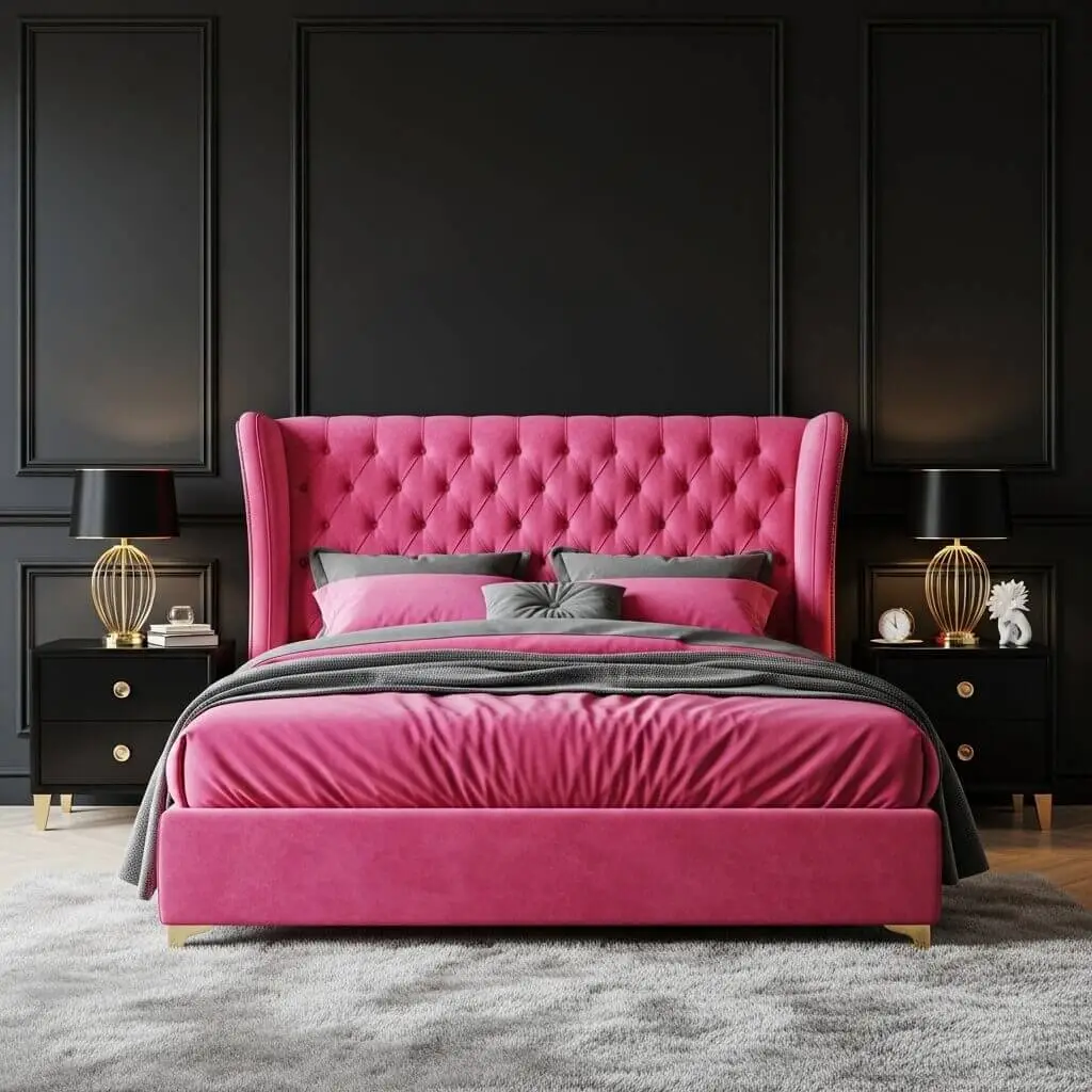18 Hot Pink and Black Bedroom Ideas That Are Bold & Beautiful 14 black and hot pink bedroom ideas 4