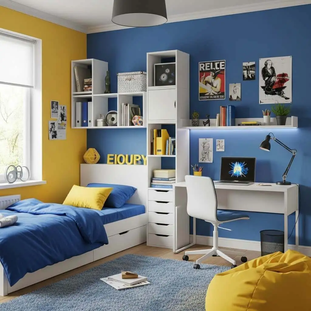 23 Brilliant Blue and Yellow Bedroom Ideas to Brighten Your Space 20 Blue and Yellow Bedroom With Personality