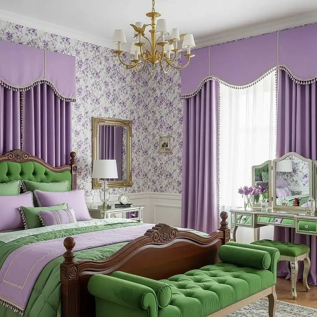 20 Powerful Purple and Green Bedroom Ideas to Refresh Your Space 9 Bold Purple Green Wood Bedroom Combo
