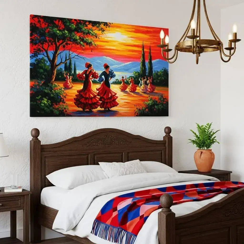 15 Powerful Spanish Bedroom Ideas to Spice Up Your Space 14 Bold Wall Art with Spanish Flair