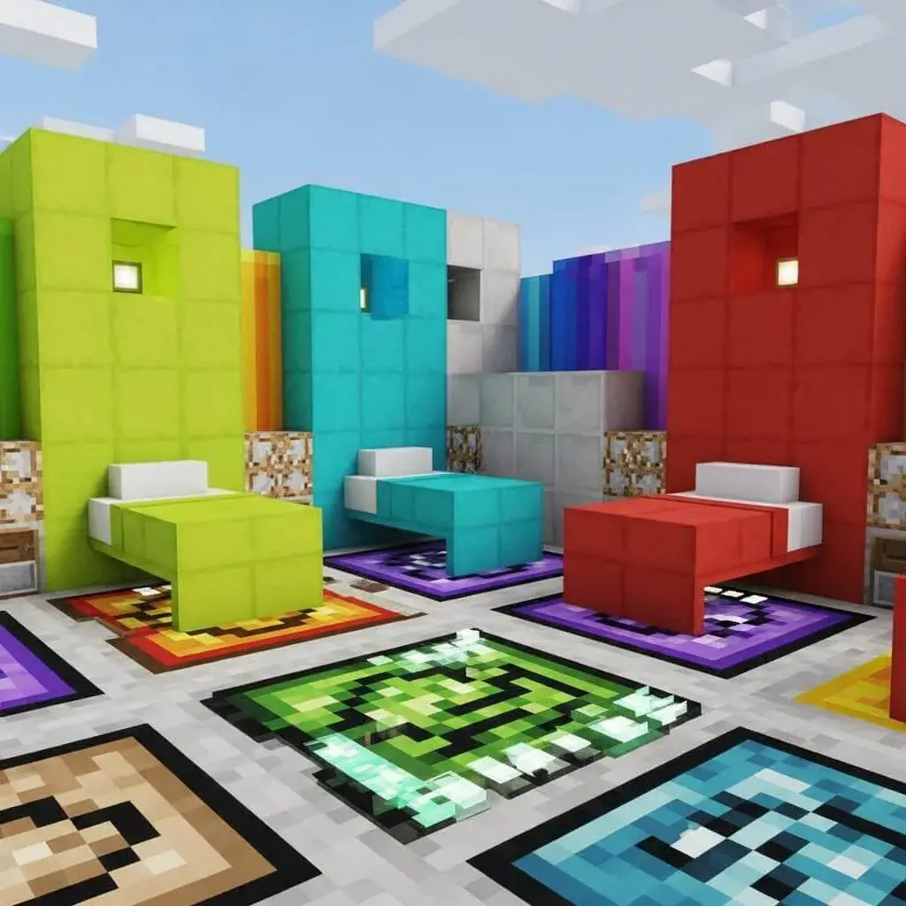 25 Powerful Minecraft Bedroom Ideas to Transform Your Blocky World 12 Color Pop Bedroom Minecraft Style