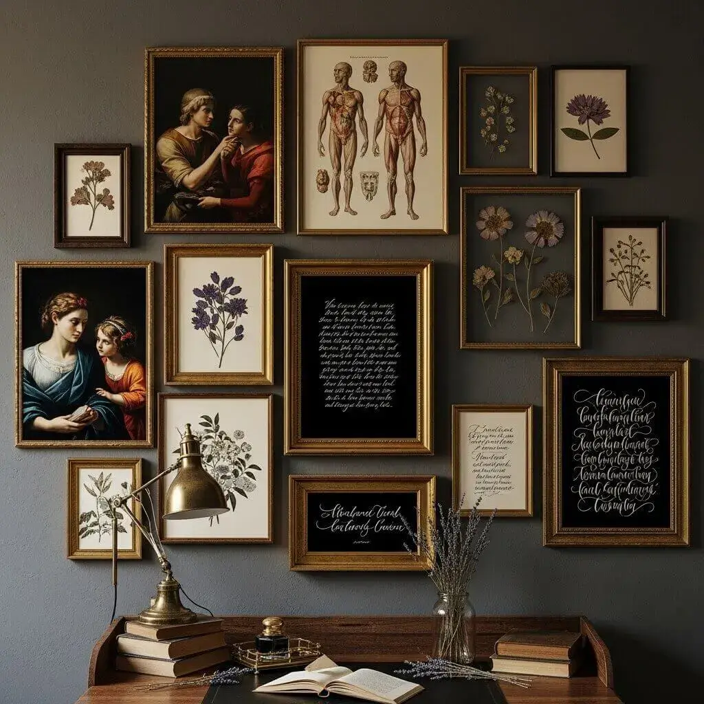 10 Powerful Dark Academia Bedroom Ideas to Create a Moody Masterpiece 5 Decorate with Classic Art and Literary Prints