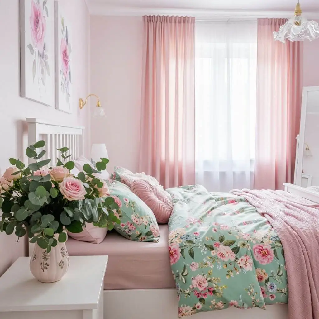 20 Pink and Green Bedroom Ideas for a Dreamy, Vibrant Retreat 9 Floral Romance for Dreamy Vibes