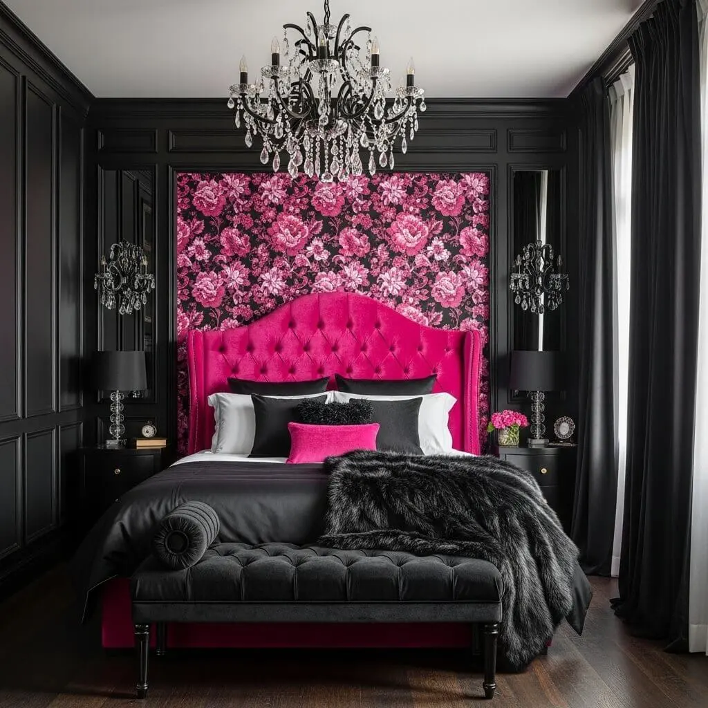 18 Hot Pink and Black Bedroom Ideas That Are Bold & Beautiful 8 hot pink and black bedroom ideas 3