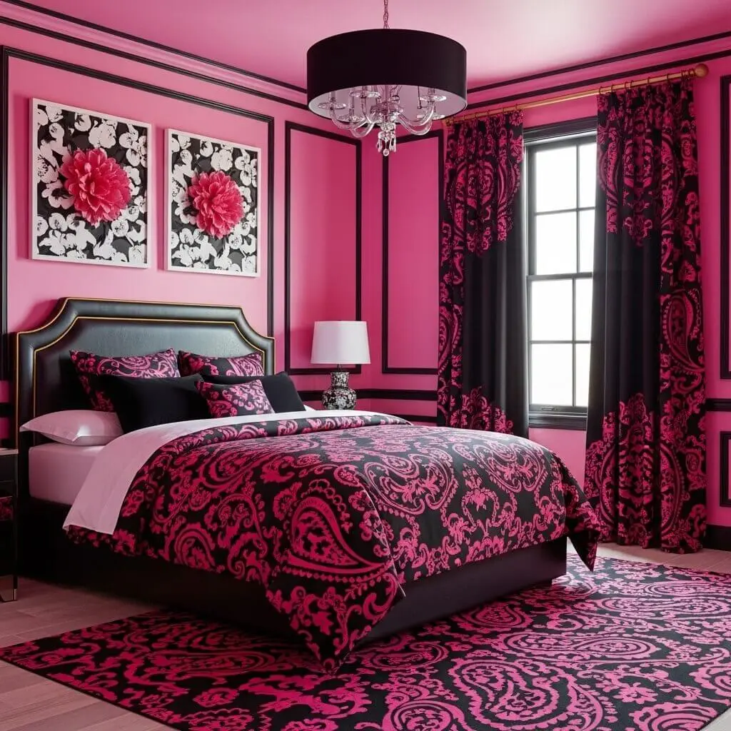18 Hot Pink and Black Bedroom Ideas That Are Bold & Beautiful 15 hot pink and black bedroom ideas 6