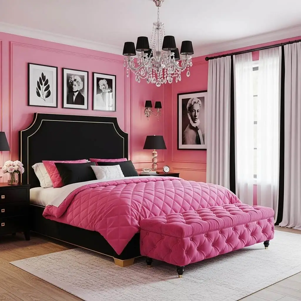 18 Hot Pink and Black Bedroom Ideas That Are Bold & Beautiful 10 hot pink and black bedroom ideas 7