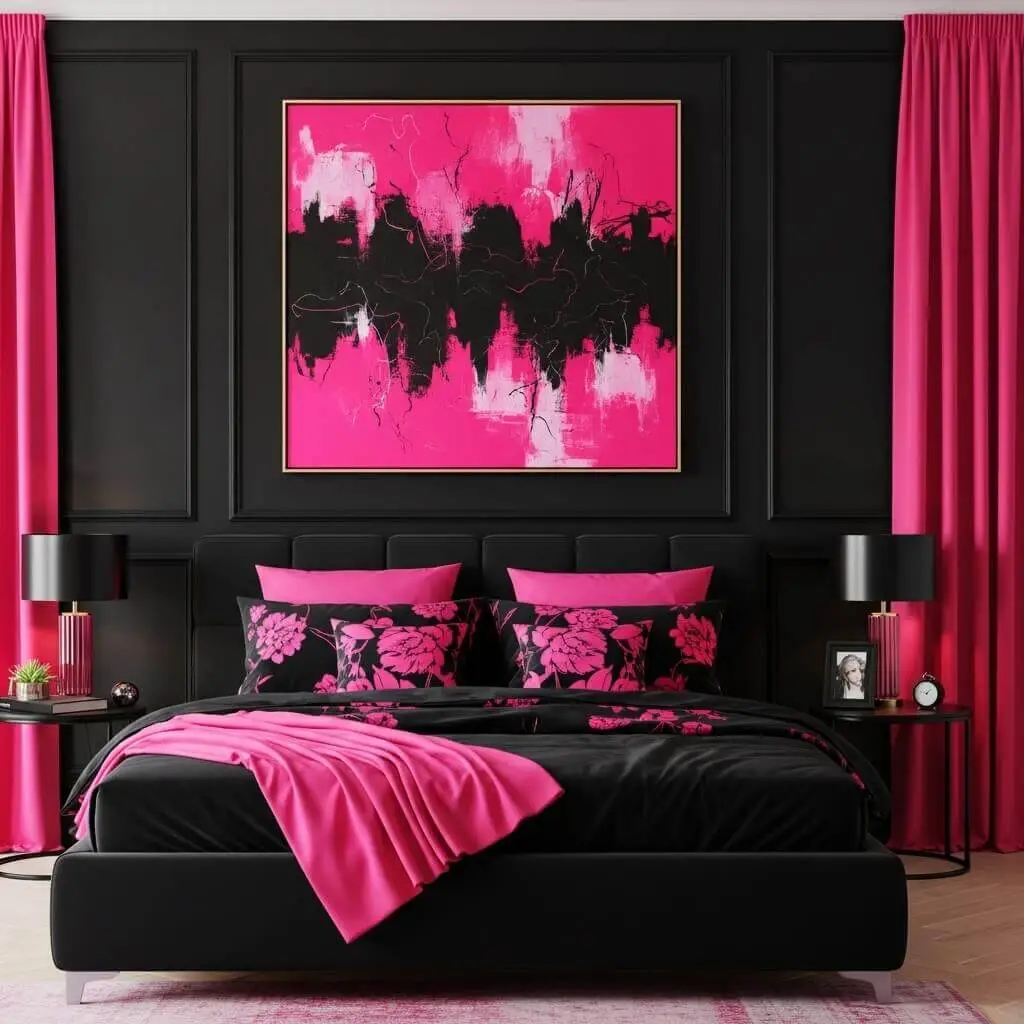 18 Hot Pink and Black Bedroom Ideas That Are Bold & Beautiful 11 hot pink and black bedroom ideas 8