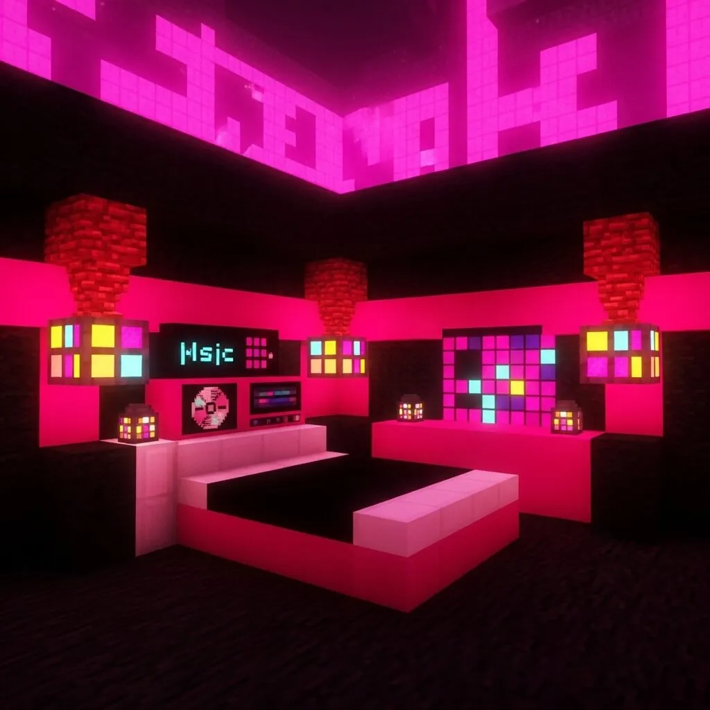 25 Powerful Minecraft Bedroom Ideas to Transform Your Blocky World 15 Hot Pink and Black Bold Minecraft Bedroom