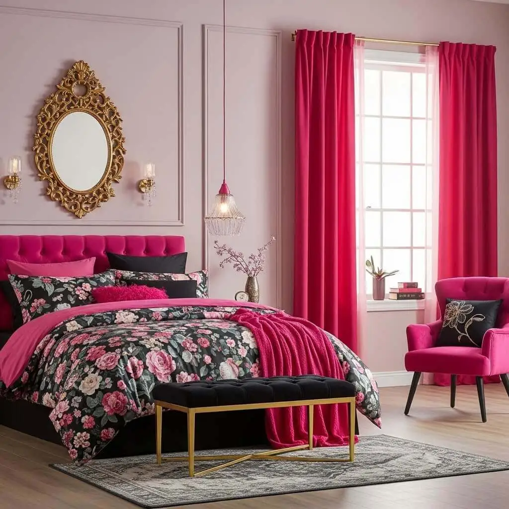 18 Hot Pink and Black Bedroom Ideas That Are Bold & Beautiful 17 hot pink black bedroom ideas