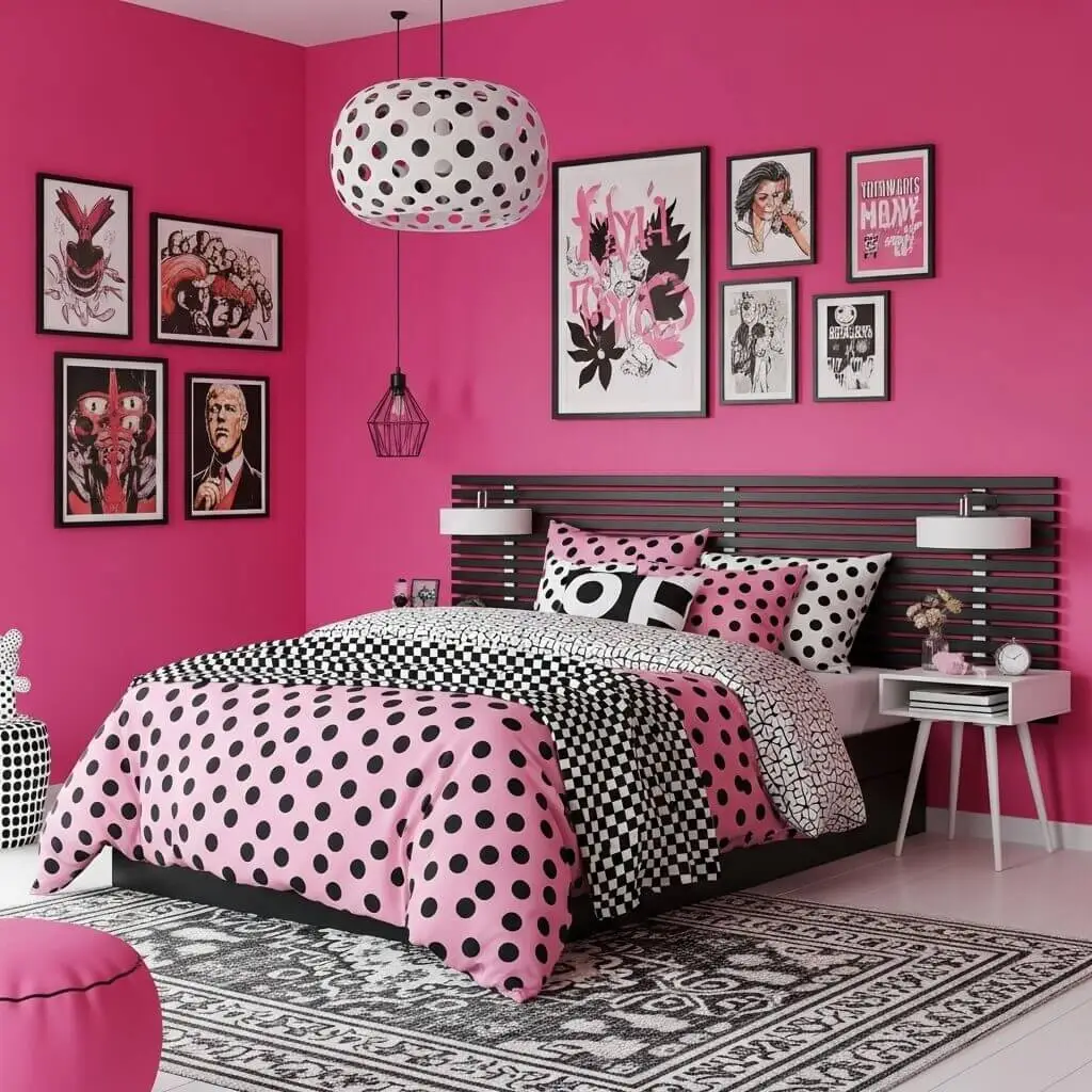 18 Hot Pink and Black Bedroom Ideas That Are Bold & Beautiful 13 hot pink black bedroom ideas