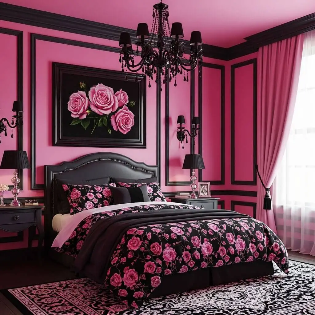 18 Hot Pink and Black Bedroom Ideas That Are Bold & Beautiful 12 hot pink black bedroom ideas
