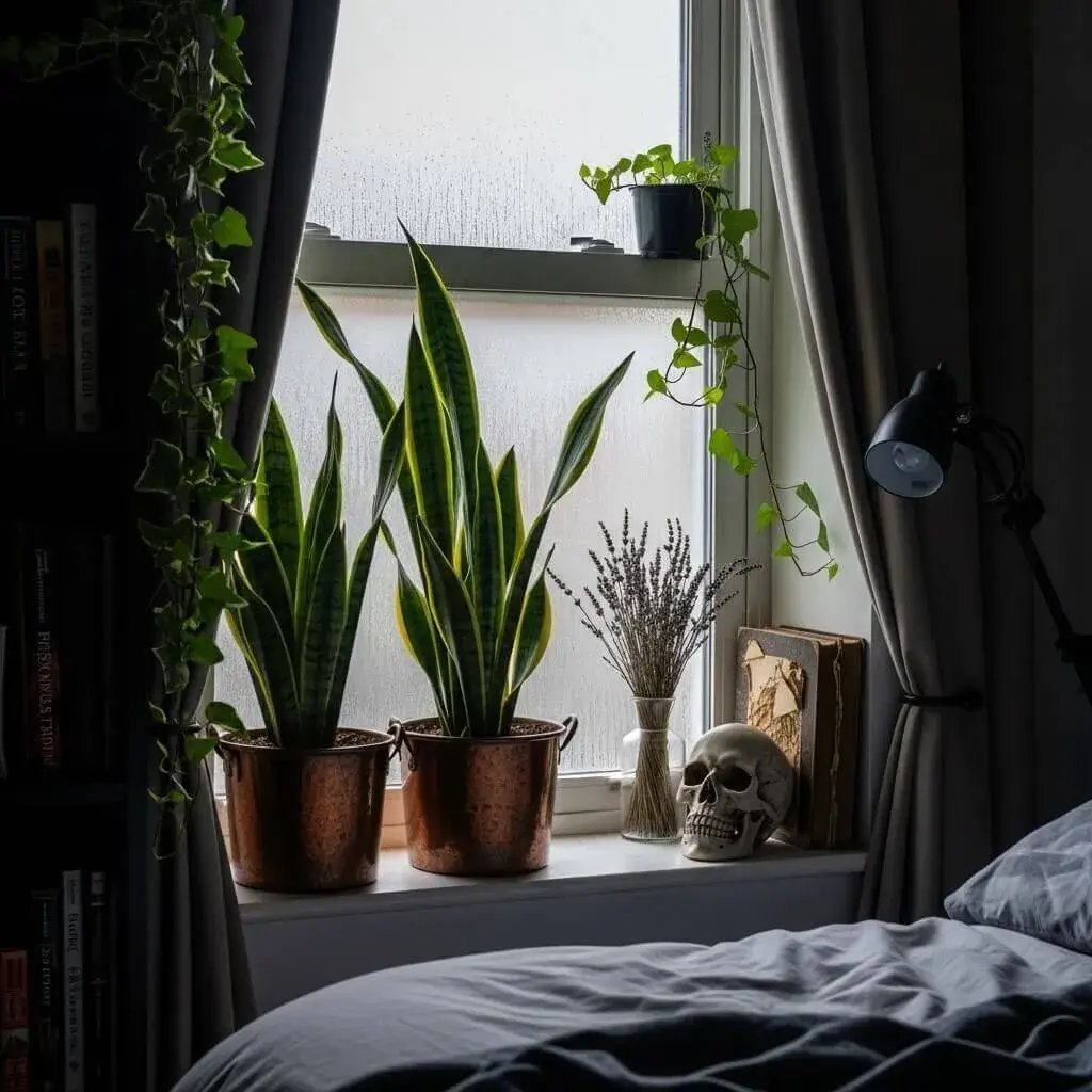 10 Powerful Dark Academia Bedroom Ideas to Create a Moody Masterpiece 9 Incorporate Plants with a Gothic Twist