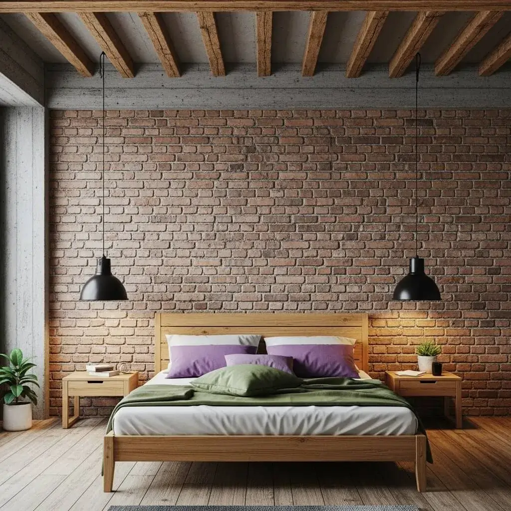 20 Powerful Purple and Green Bedroom Ideas to Refresh Your Space 18 Industrial Chic with Pops of Purple and Green