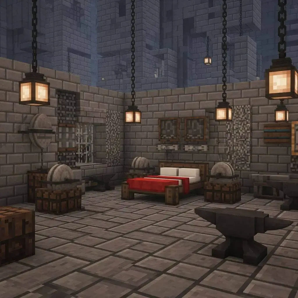 25 Powerful Minecraft Bedroom Ideas to Transform Your Blocky World 21 Industrial-Style Minecraft Bedroom