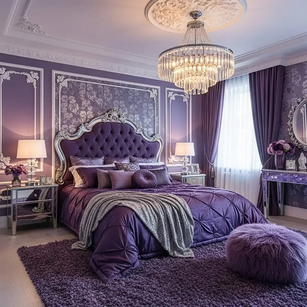 20+ Purple Bedroom Ideas That'll Make You Want to Redecorate Now 11 Jewel-Tone Purple for Luxury
