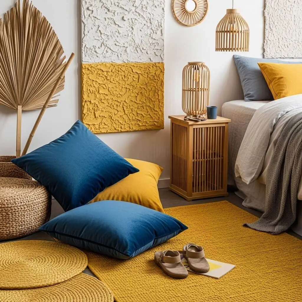 23 Brilliant Blue and Yellow Bedroom Ideas to Brighten Your Space 24 Mix Textures, Not Just Colors