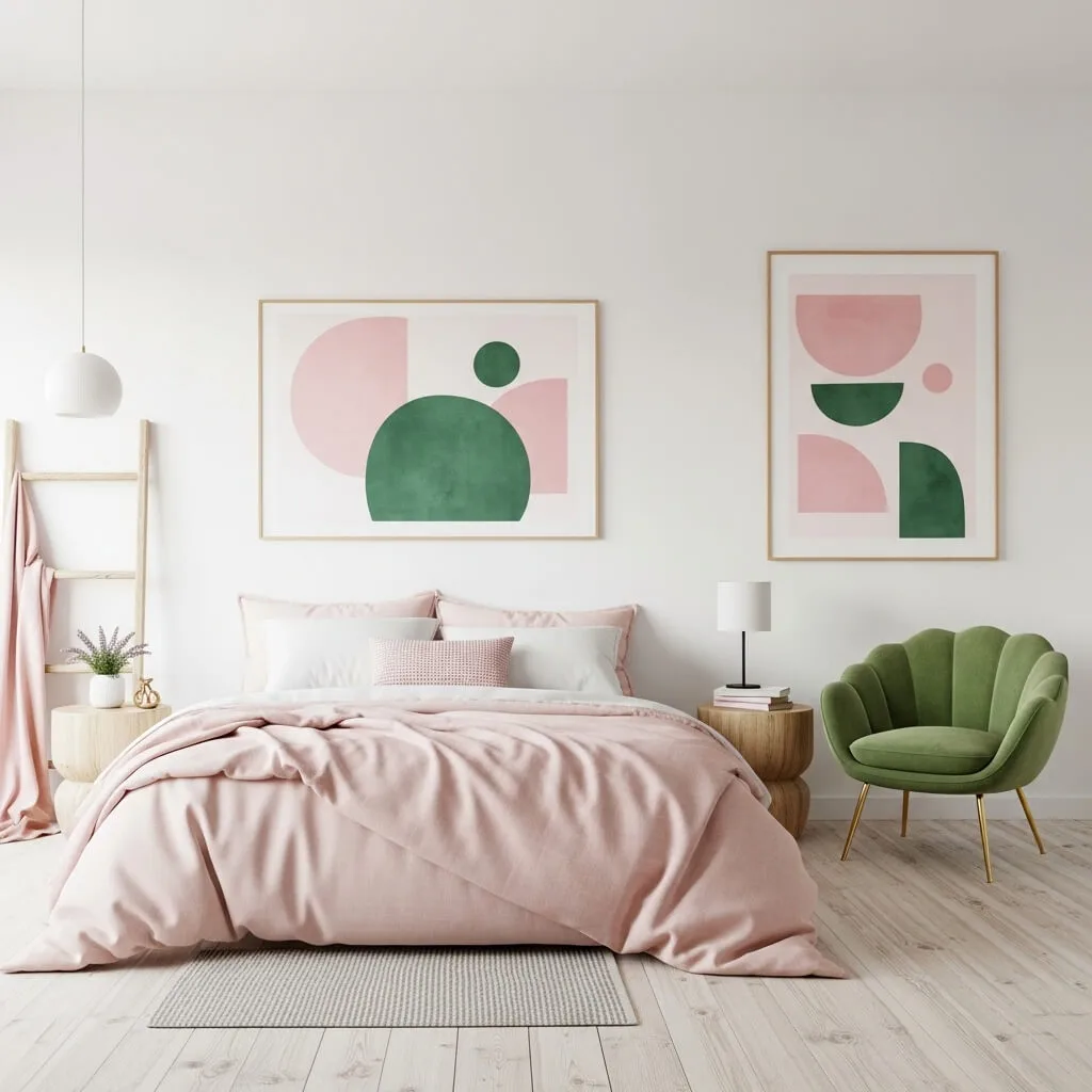 20 Pink and Green Bedroom Ideas for a Dreamy, Vibrant Retreat 6 Modern Minimalism with Pops of Color