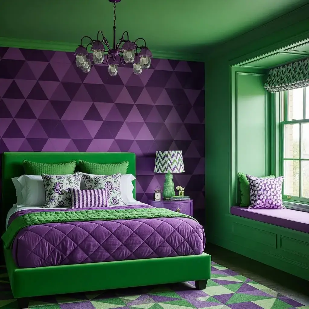 20 Powerful Purple and Green Bedroom Ideas to Refresh Your Space 17 Modern Purple and Green Bedroom Walls