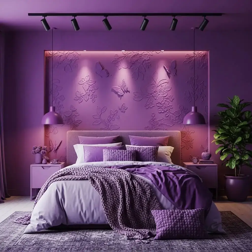 20+ Purple Bedroom Ideas That'll Make You Want to Redecorate Now 3 Moody Dark Purple for Drama