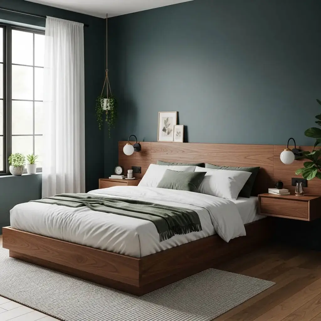 12 Powerful Dark Teal Bedroom Ideas to Elevate Your Space with Depth & Drama 10 Pair Teal with Wood for an Earthy Feel