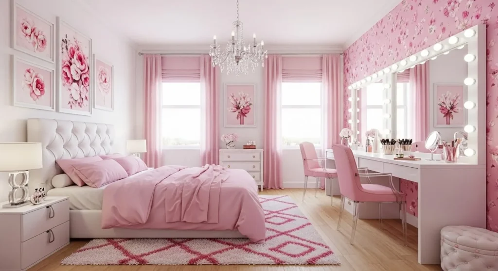 pink and white bedroom ideas