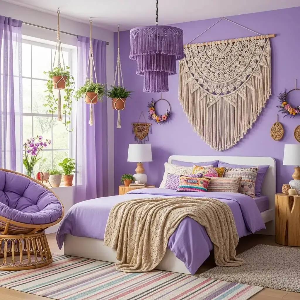 20+ Purple Bedroom Ideas That'll Make You Want to Redecorate Now 18 Purple & Terracotta Earthy Warmth