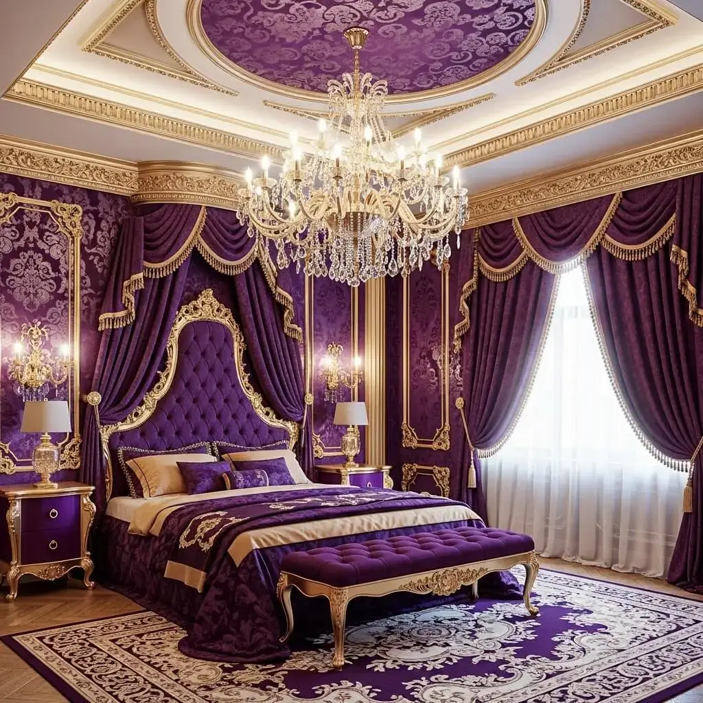 20+ Purple Bedroom Ideas That'll Make You Want to Redecorate Now 9 Royal Purple with Canopy Dreams