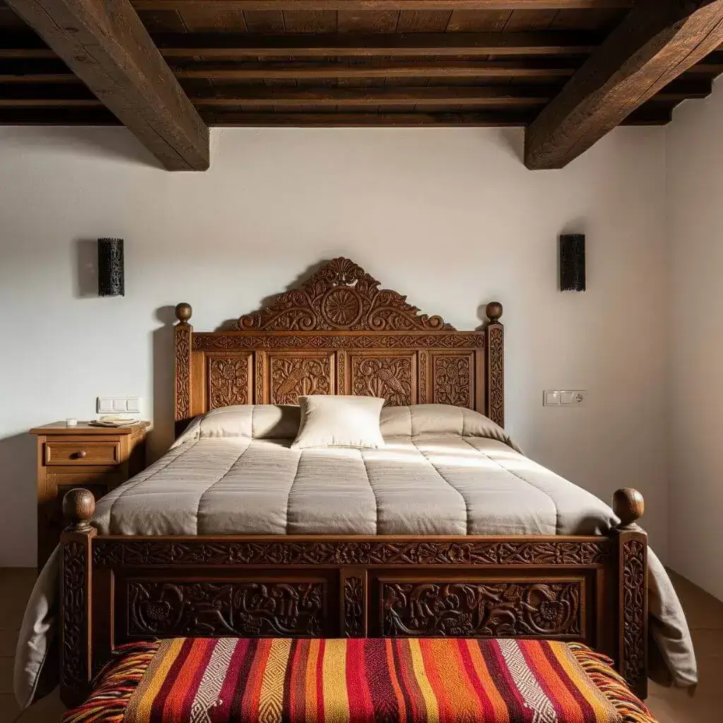 15 Powerful Spanish Bedroom Ideas to Spice Up Your Space 2 Rustic Wooden Furniture