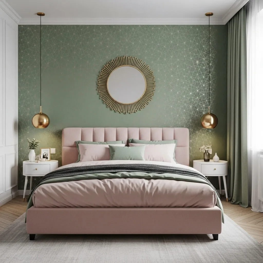 20 Pink and Green Bedroom Ideas for a Dreamy, Vibrant Retreat 2 Sage Green Walls with Blush Accents