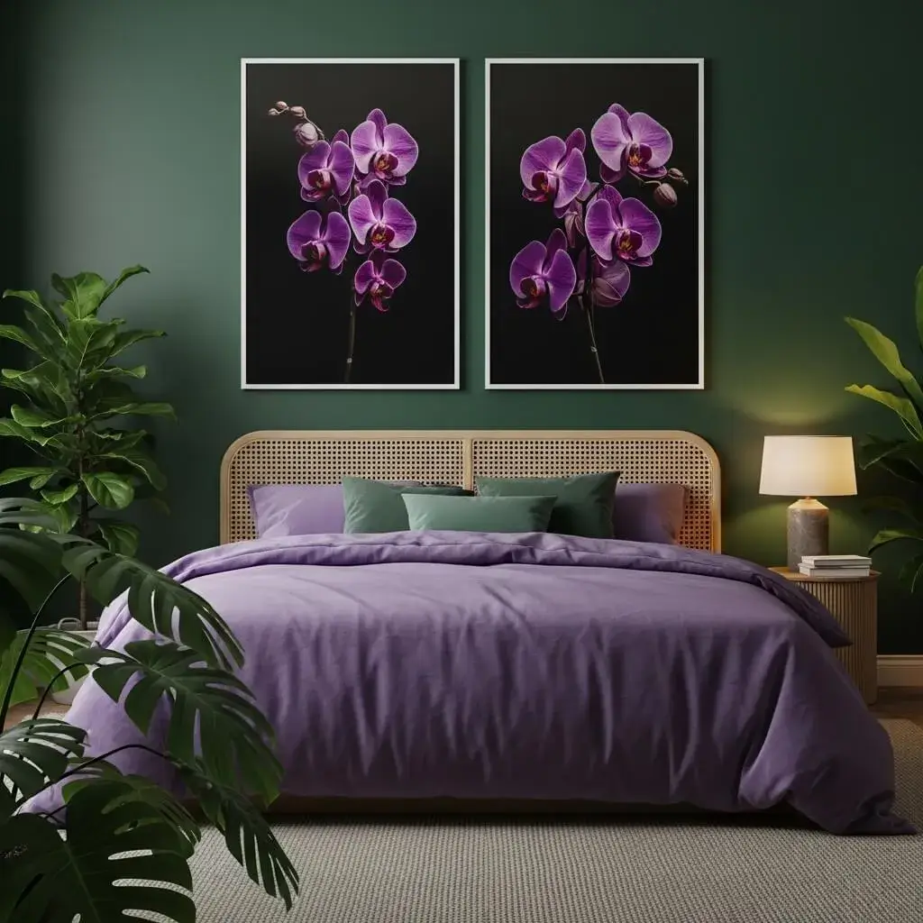 20 Powerful Purple and Green Bedroom Ideas to Refresh Your Space 19 Tropical Purple and Green Bedroom Escape