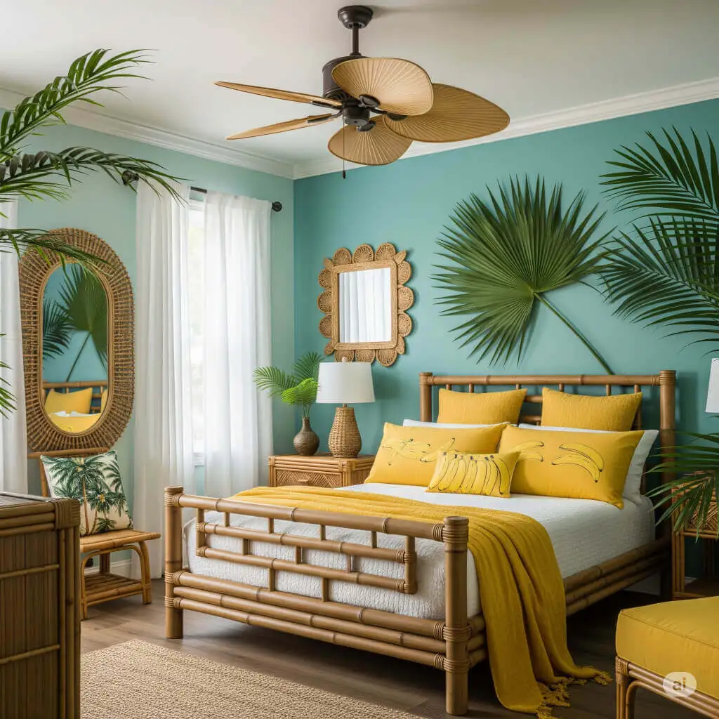 23 Brilliant Blue and Yellow Bedroom Ideas to Brighten Your Space 21 Tropical Retreat Full of Island Vibes