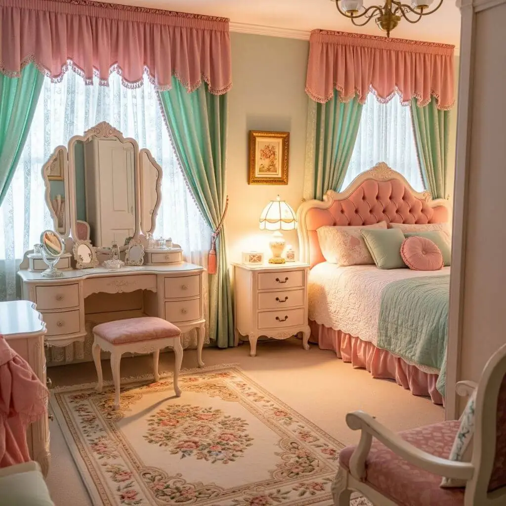 20 Pink and Green Bedroom Ideas for a Dreamy, Vibrant Retreat 8 Vintage Charm Pink and Green With a Retro Twist