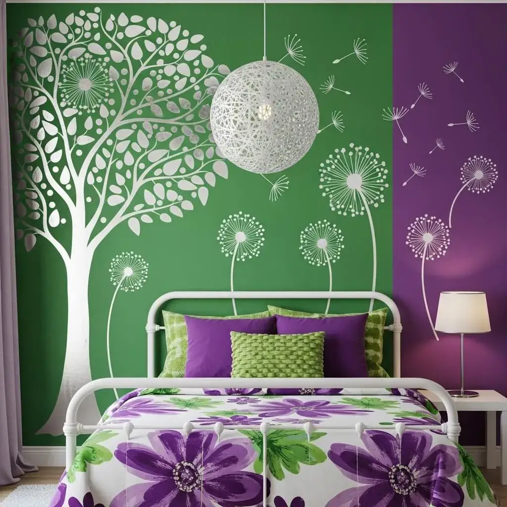 20 Powerful Purple and Green Bedroom Ideas to Refresh Your Space 14 Vintage-Inspired Purple and Green Bedroom