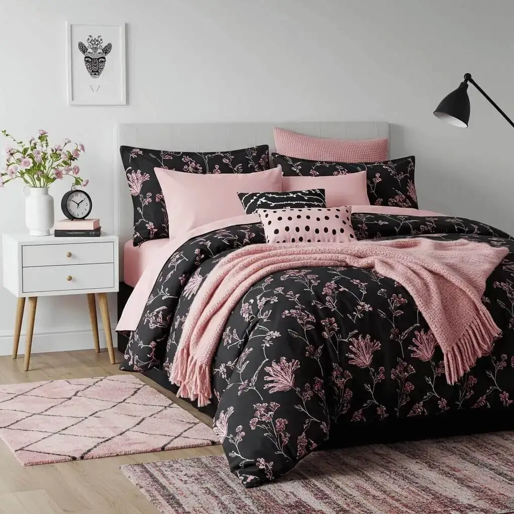 22 Stunning Pink and Black Bedroom Ideas That Will Blow You Away 21 Black and Pink Bedding for Easy Updates