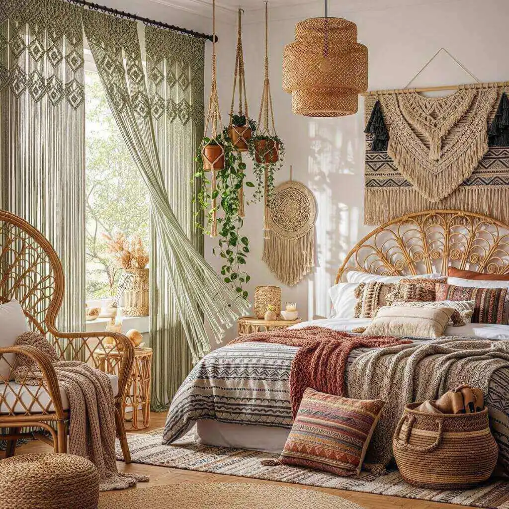 15 Stunning Sage Green Bedroom Curtains to Transform Your Space 10 Boho Sage Green Macrame Curtain Panels