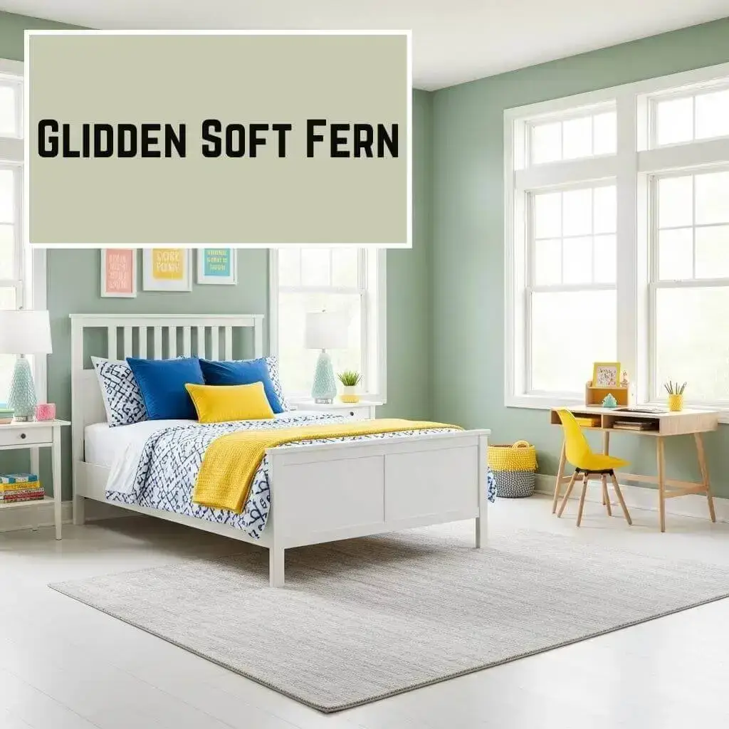 10 Best Sage Green Paint Colors for a Dreamy Bedroom Makeover 8 Glidden Soft Fern