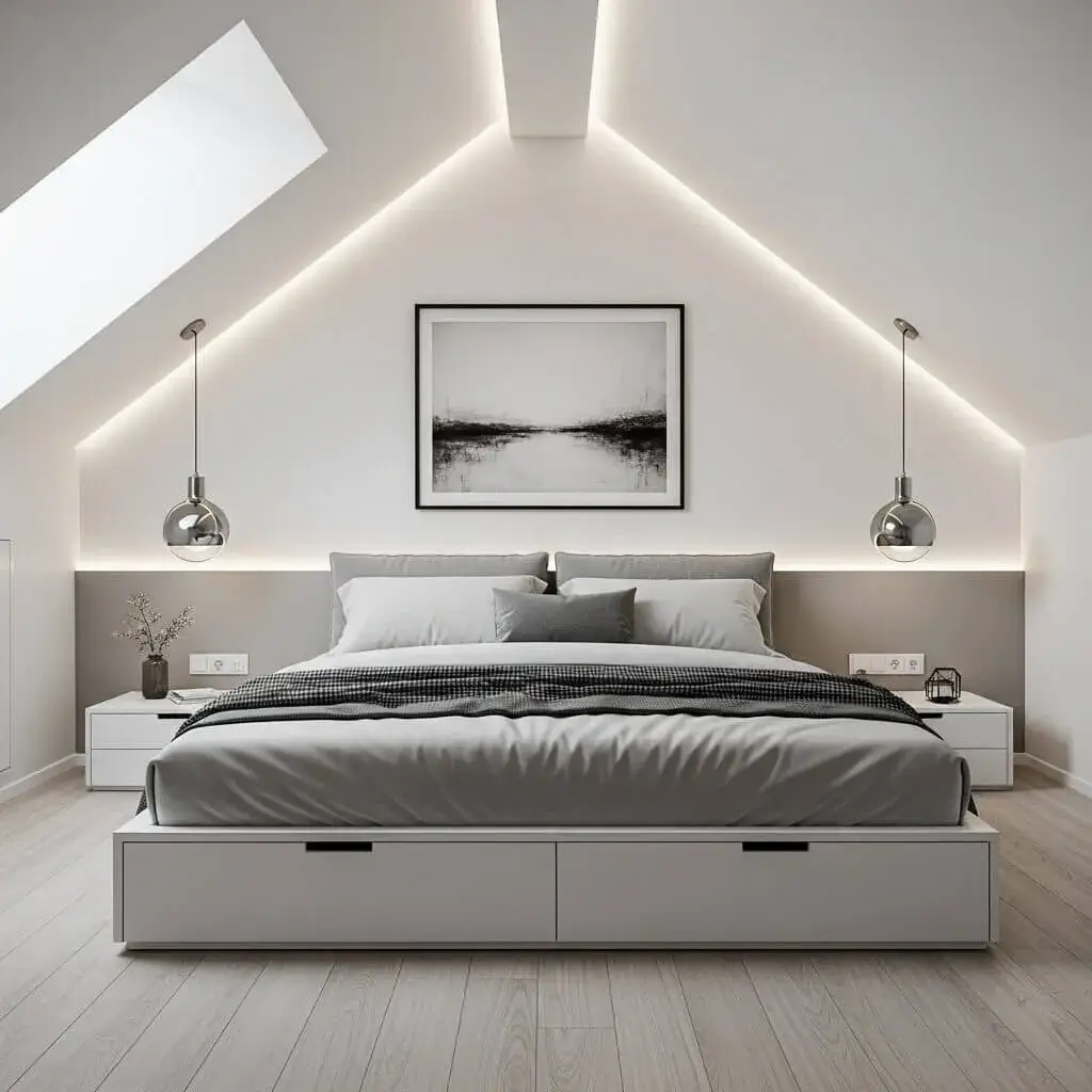 Modern Minimalist Attic Bedrooms
