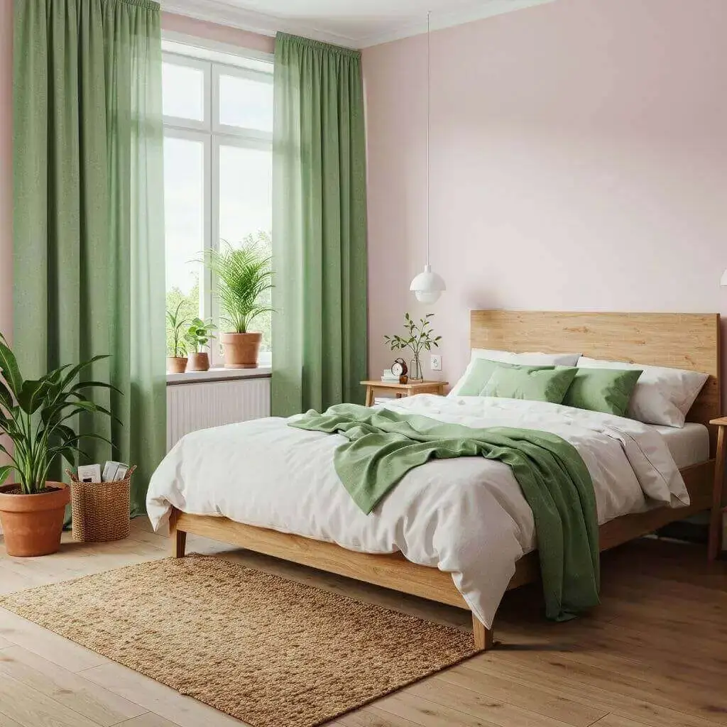 Pastel Pink with Sage Green Accents