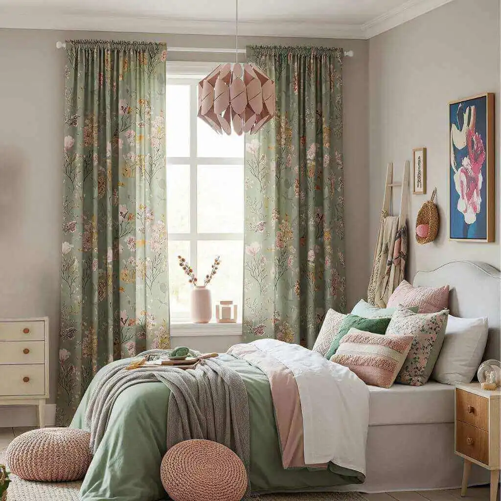 15 Stunning Sage Green Bedroom Curtains to Transform Your Space 5 Patterned Sage Green Curtains for Personality