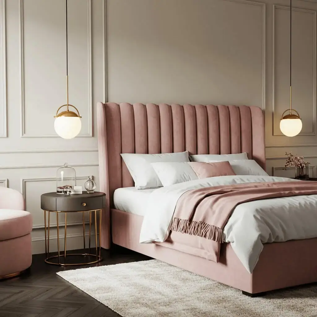Pink Velvet Headboard for Luxe Vibes