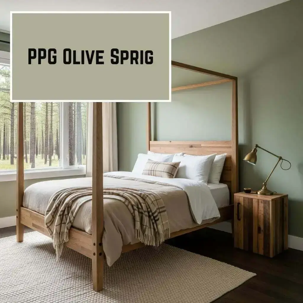 10 Best Sage Green Paint Colors for a Dreamy Bedroom Makeover 7 PPG Olive Sprig