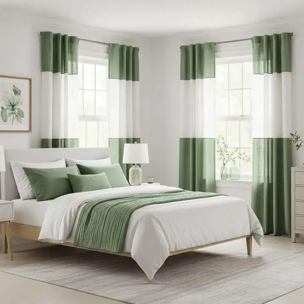 15 Stunning Sage Green Bedroom Curtains to Transform Your Space 4 Sage Green and White Panel Combos