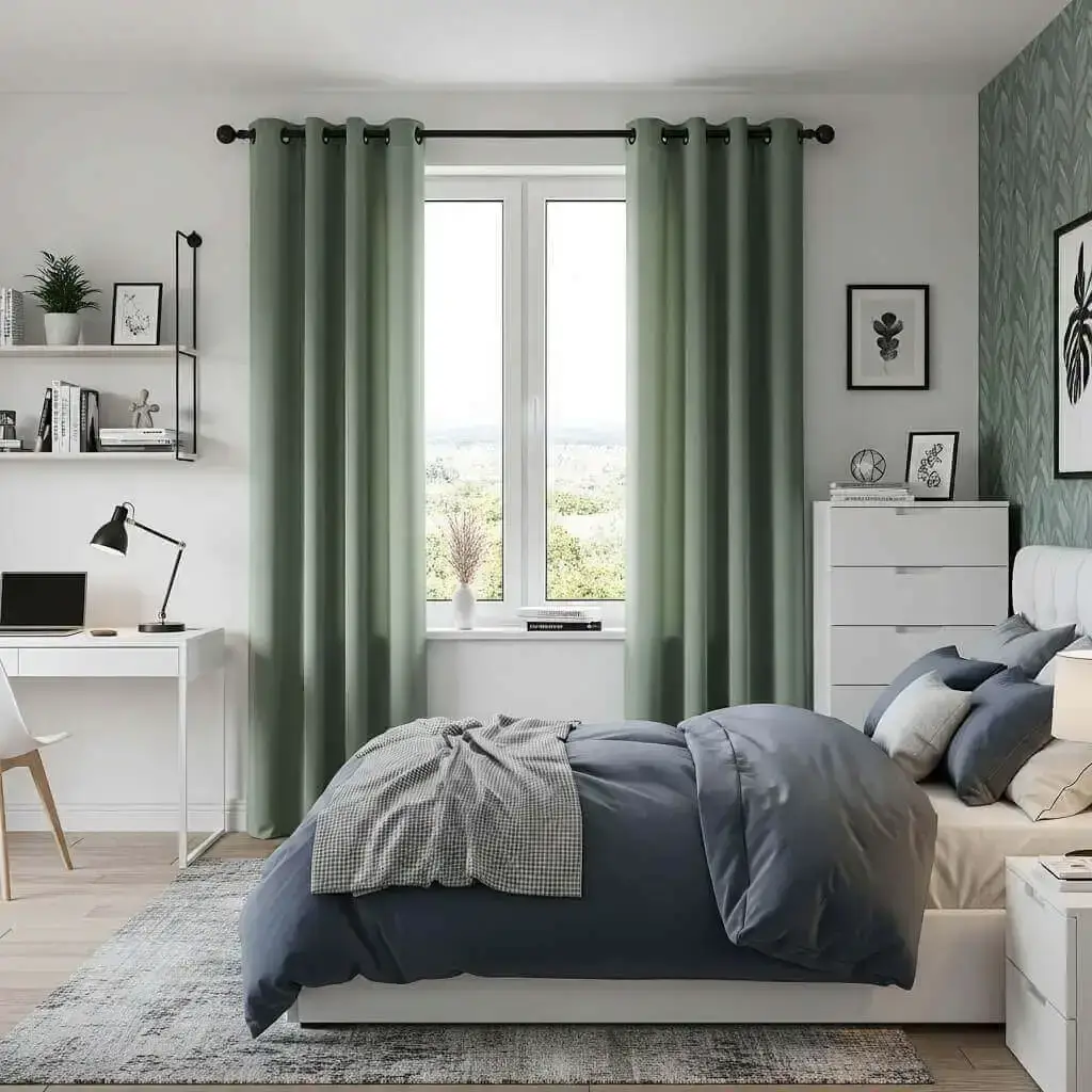 15 Stunning Sage Green Bedroom Curtains to Transform Your Space 14 Sage Green Curtains with Grommet Tops