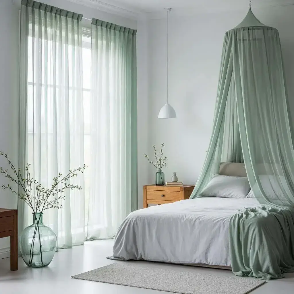 15 Stunning Sage Green Bedroom Curtains to Transform Your Space 8 Sheer Sage Green Curtains for Soft Diffused Light