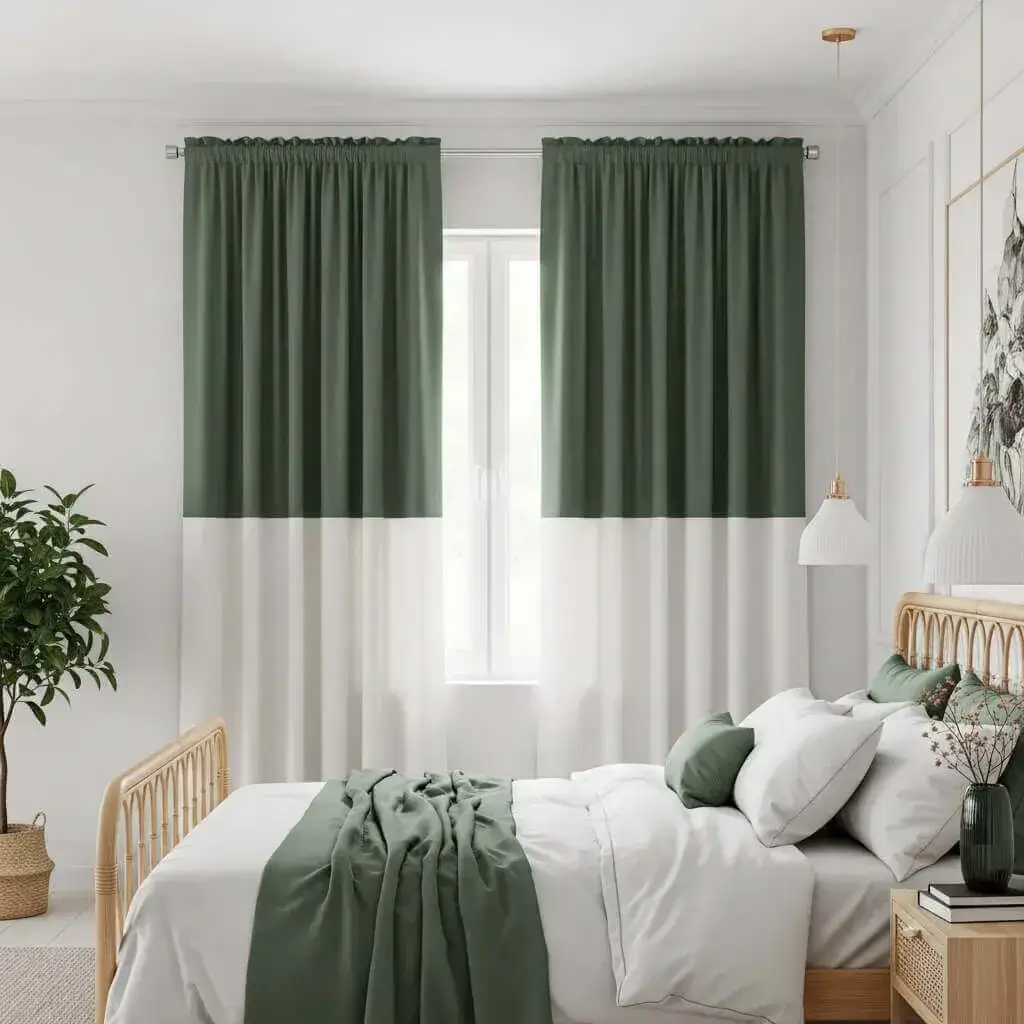 15 Stunning Sage Green Bedroom Curtains to Transform Your Space 7 Two-Tone Ombre Sage Green Curtains